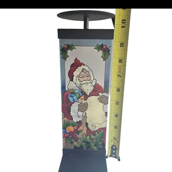 Joan Baker Designs Stained Glass Hand Painted Santa Christmas Candle Holder - Picture 8 of 8